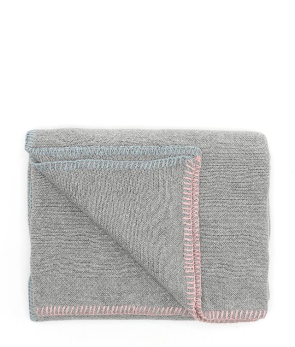 Blanket Stitch Baby Blanket-Baby Blue Pink Cheap