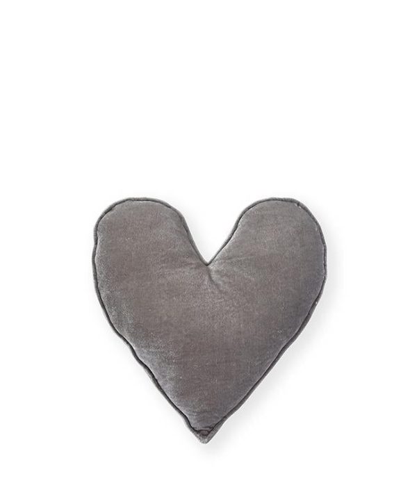 Velvet Heart Cushion Sml - Grey For Sale