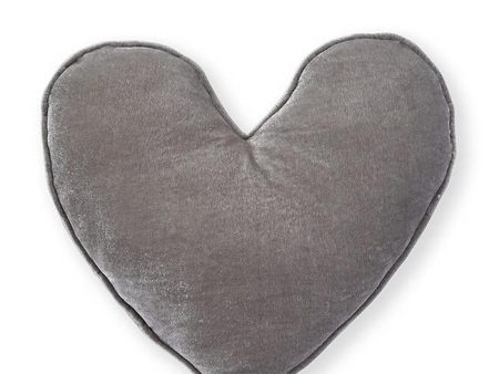 Velvet Heart Cushion Lge - Grey Sale