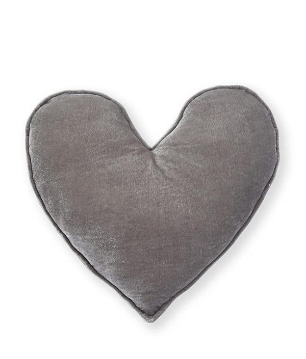 Velvet Heart Cushion Lge - Grey Sale