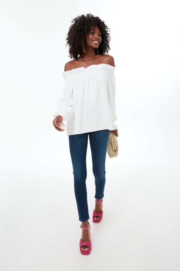 White Off the Shoulder Marguerite Blouse Online now