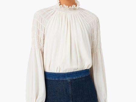 Soft Ivory Smocked Georgette Blouse Cheap