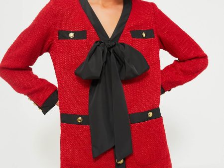 Red Coco Tweed Bow Dress Cheap