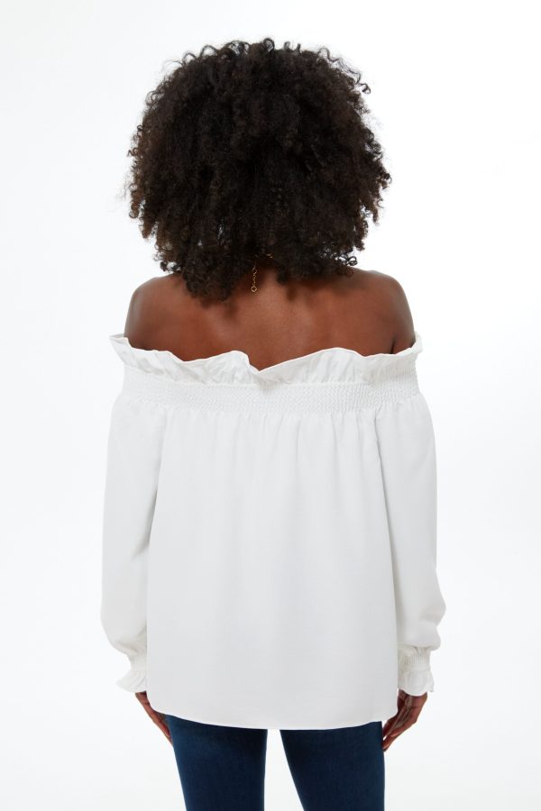 White Off the Shoulder Marguerite Blouse Online now