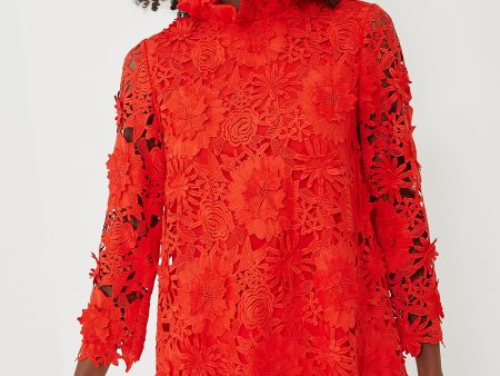 Red Guipure Lace Faye Blouse Hot on Sale