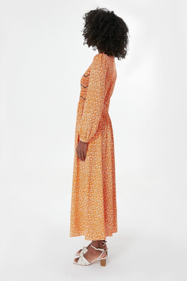 Orange Daisies Lea Dress For Discount