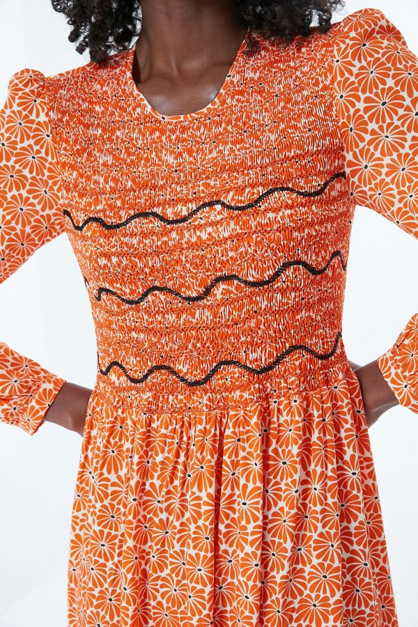 Orange Daisies Lea Dress For Discount