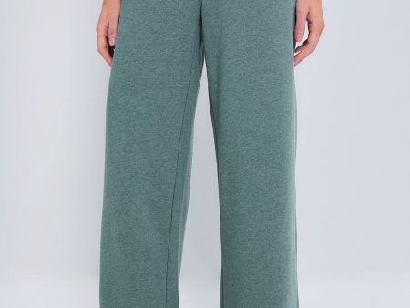 Heathered Green Wide Leg Finn Sweatpants For Cheap