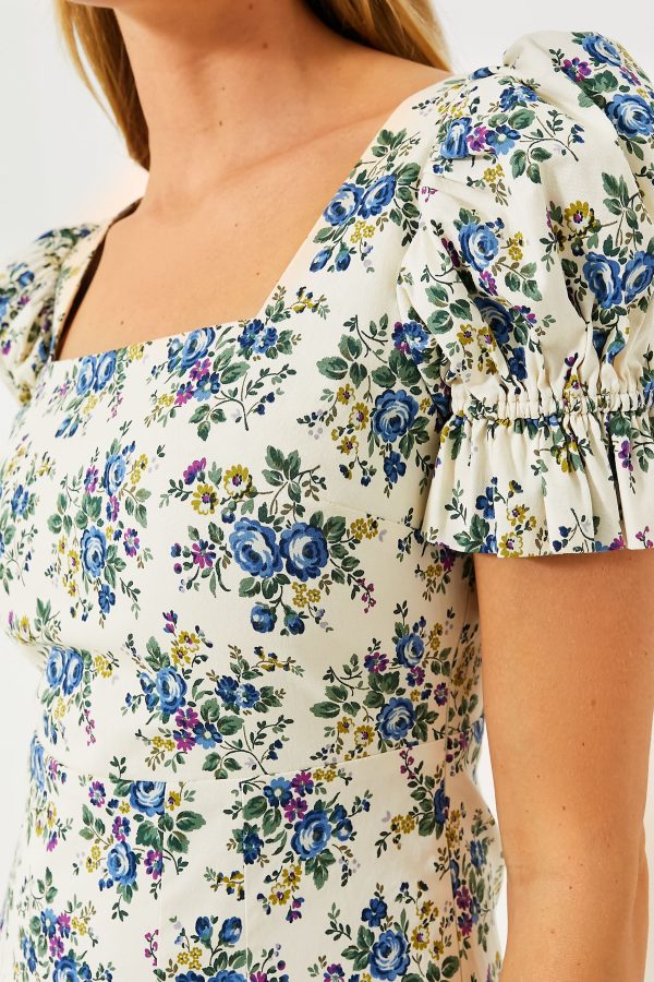 Ivory Floral Esther Midi Dress on Sale