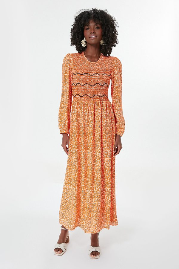 Orange Daisies Lea Dress For Discount