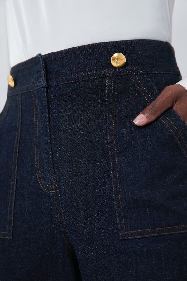 Dark Denim Wide Leg Palladian Pant Online Sale