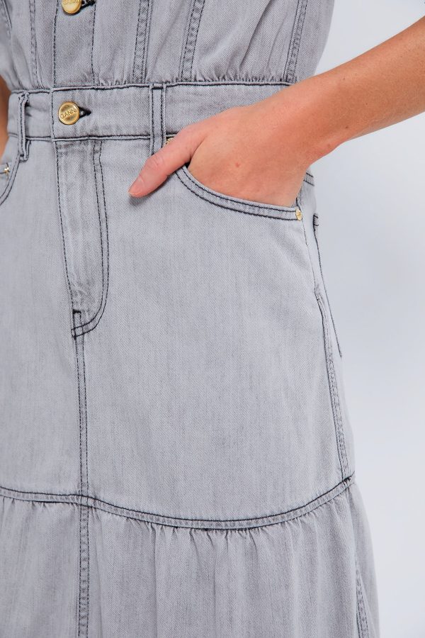 Gray Quill Future Denim Long Dress Online Hot Sale