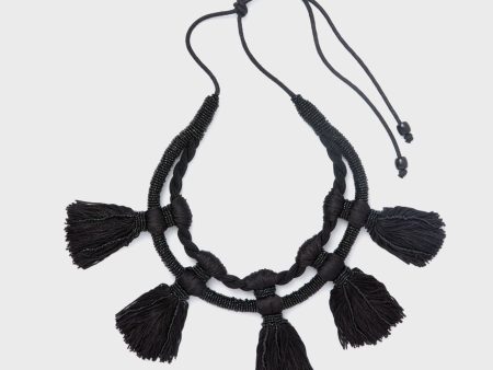 Black Silk Fringe Nightingale Necklace Supply