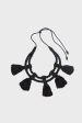 Black Silk Fringe Nightingale Necklace Supply