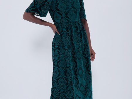 Green Velvet Eyelet Catalina Dress Sale