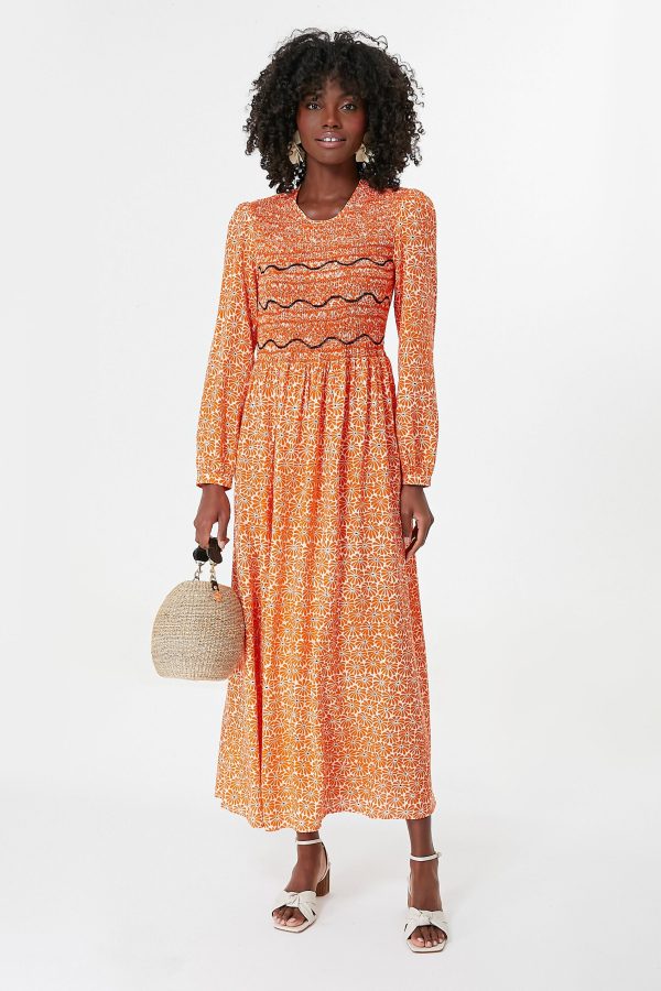 Orange Daisies Lea Dress For Discount