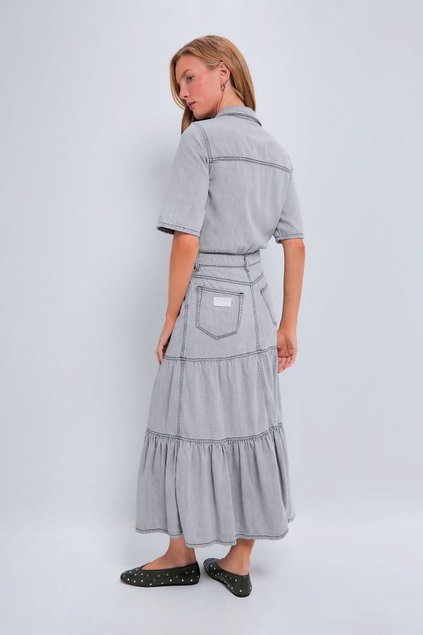 Gray Quill Future Denim Long Dress Online Hot Sale