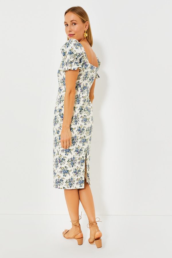 Ivory Floral Esther Midi Dress on Sale