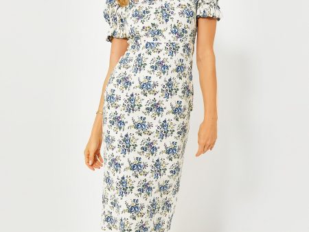 Ivory Floral Esther Midi Dress on Sale