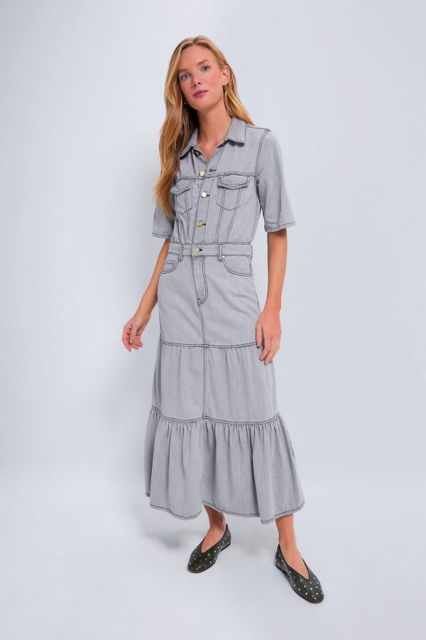 Gray Quill Future Denim Long Dress Online Hot Sale