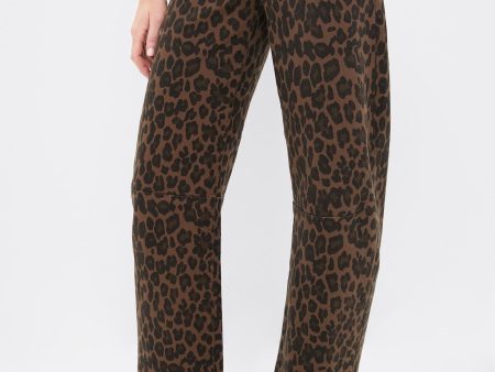 Dark Leopard Utility Soft Barrel Jean For Cheap