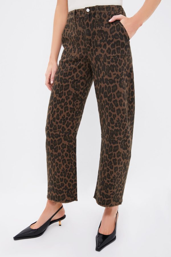 Dark Leopard Utility Soft Barrel Jean For Cheap