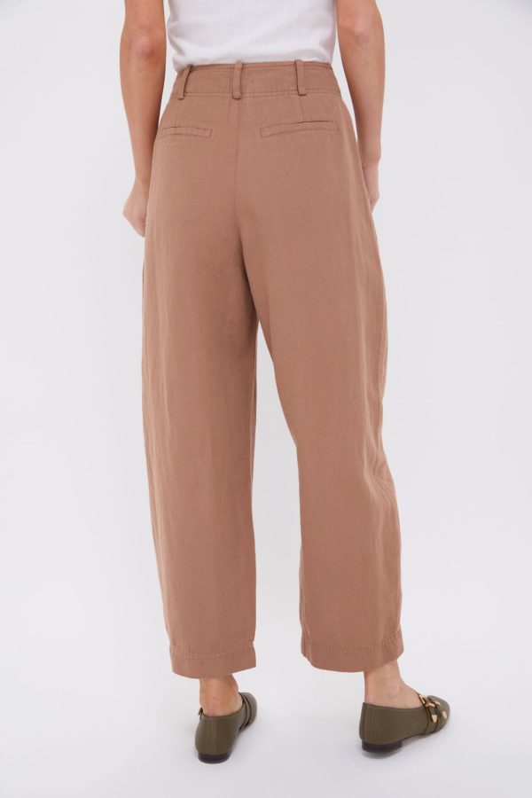 Deep Khaki Bari Crop Trouser Online Sale