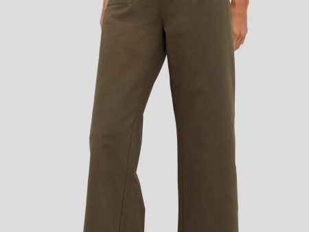 Army Green Wide Leg Chino Davis Pant Sale