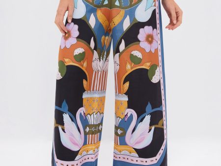 Black and Blue Multicolor Print Madison Pants Fashion