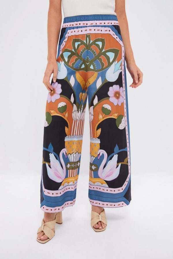 Black and Blue Multicolor Print Madison Pants Fashion