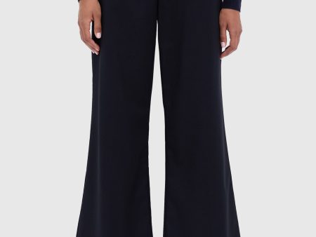 Navy Cuffed Wide Leg Watson Trousers on Sale