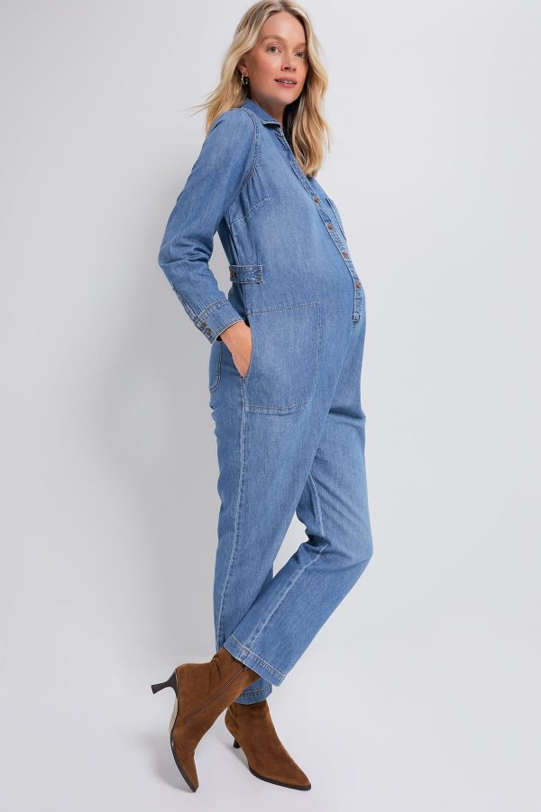 Indigo The Everyday Nursing Denim Jumpsuit on Sale