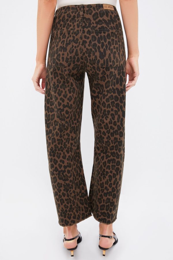 Dark Leopard Utility Soft Barrel Jean For Cheap