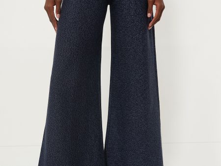 Navy Blue Denim Look Wideleg Trousers Sale