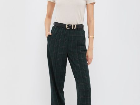 Green Plaid Straight Leg Louis Pants For Cheap