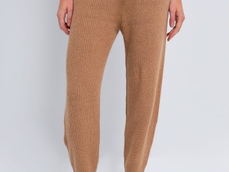 Camel Melange Cashmere Wool Blend Jogger Fashion