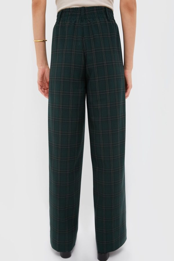 Green Plaid Straight Leg Louis Pants For Cheap