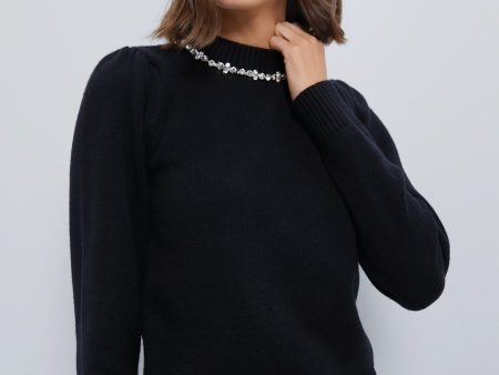 Black Bejeweled Lucy Sweater Discount