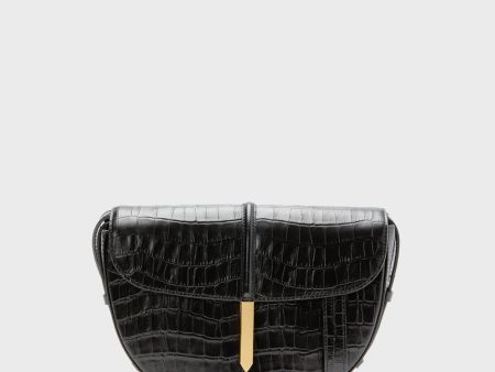 Black Croc Tokyo Saddle Bag Online Sale