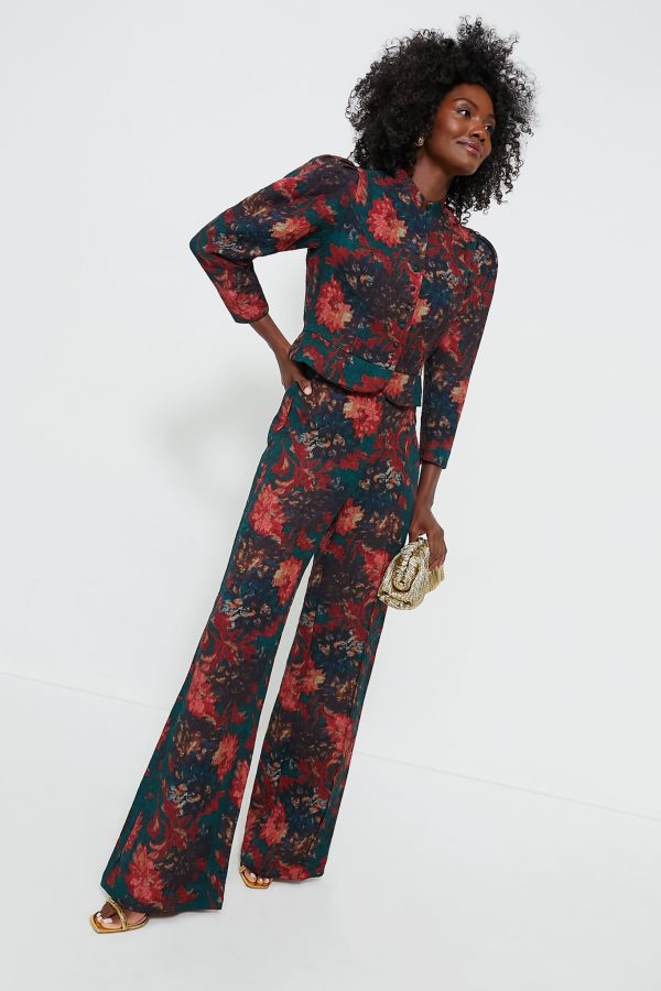 Persimmon Floral Jacquard Versailles Pants Hot on Sale