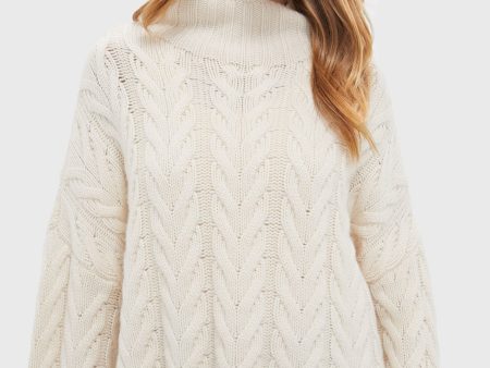 Feather White Cableknit Turtleneck Fashion