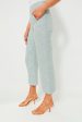 Powder Blue Metallic Tweed Straight Pant For Discount