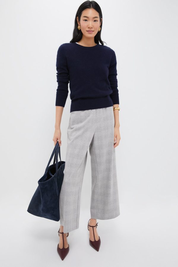 Gray Plaid Cropped Flare Carlton Pants Cheap