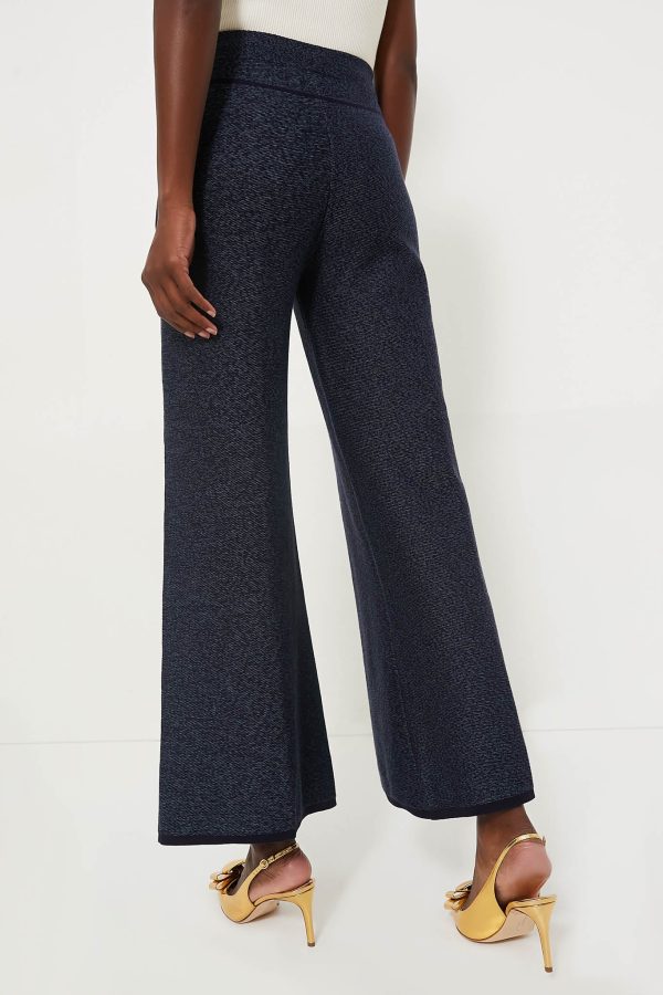 Navy Blue Denim Look Wideleg Trousers Sale