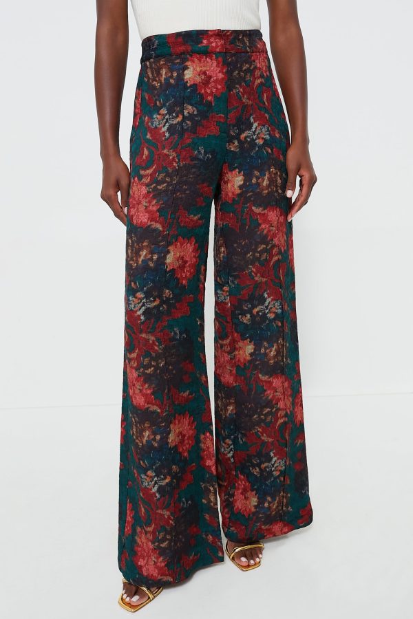 Persimmon Floral Jacquard Versailles Pants Hot on Sale