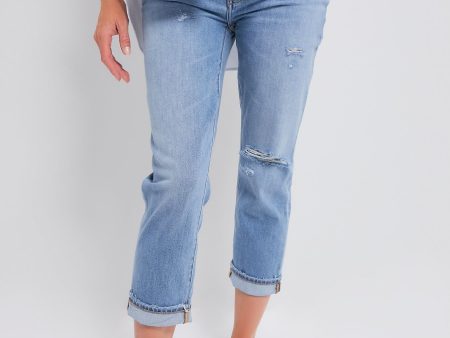 Destroyed Light Wash The Boyfriend Maternity Jean Fashion