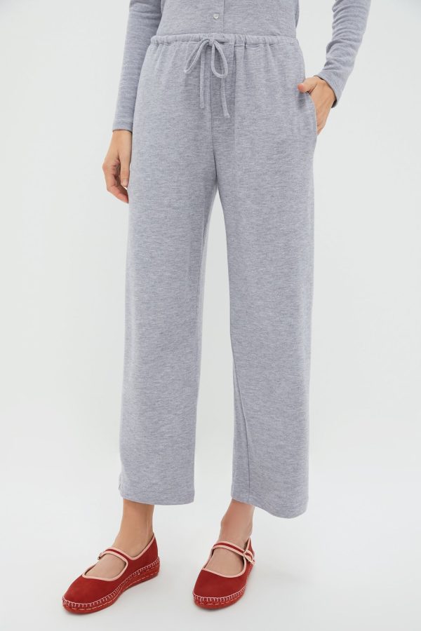 Grey Melange Lauren Crop Drawstring Pants Fashion