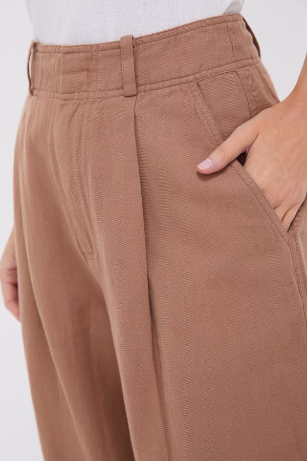 Deep Khaki Bari Crop Trouser Online Sale