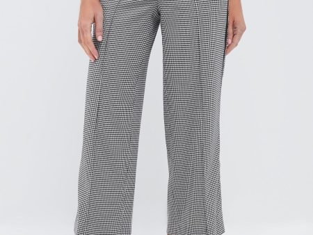 Black and White Check Miki Cropped Button Hem Pants Sale