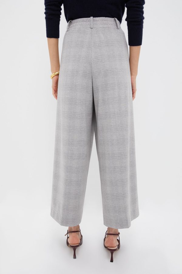 Gray Plaid Cropped Flare Carlton Pants Cheap